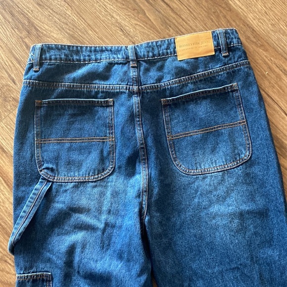 MONKEY RIDE Blue High Rise carpenter Mom Jeans Fit Women's Sz 15 cargo gorpcore - Picture 6 of 8